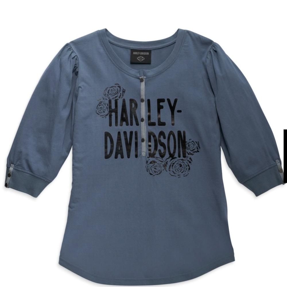 Harley-Davidson Women's Pride Fashion Knit Top - Dusty Blue, sz M